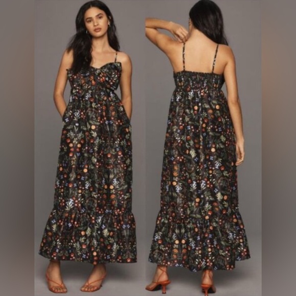 Anthropologie Dresses & Skirts - Anthropologie Hutch Black Floral Bow Dress Woman’s Sz S